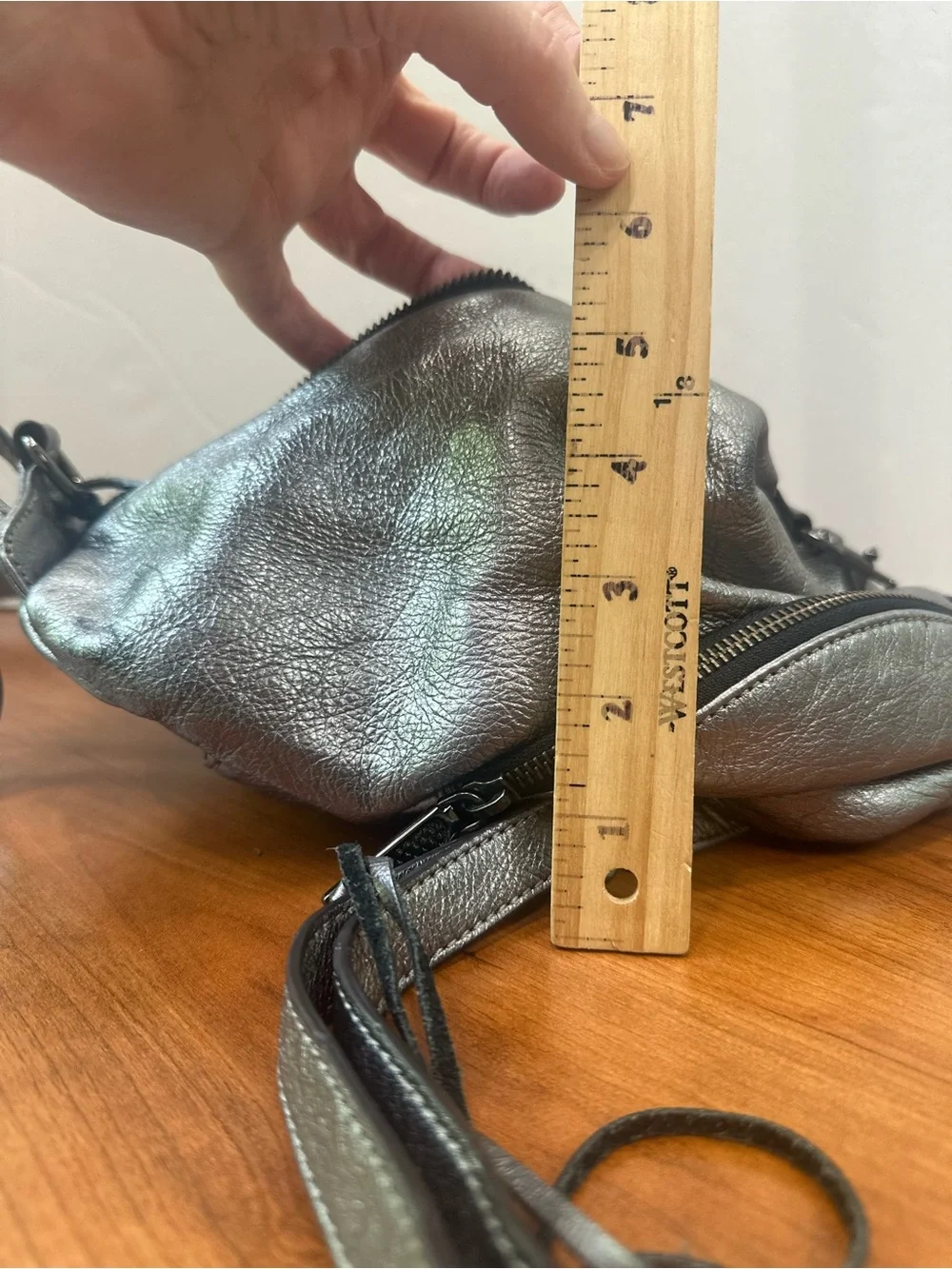 Rebecca Minkoff Mini Julian Silver Metallic Leather Backpack Sling Bag